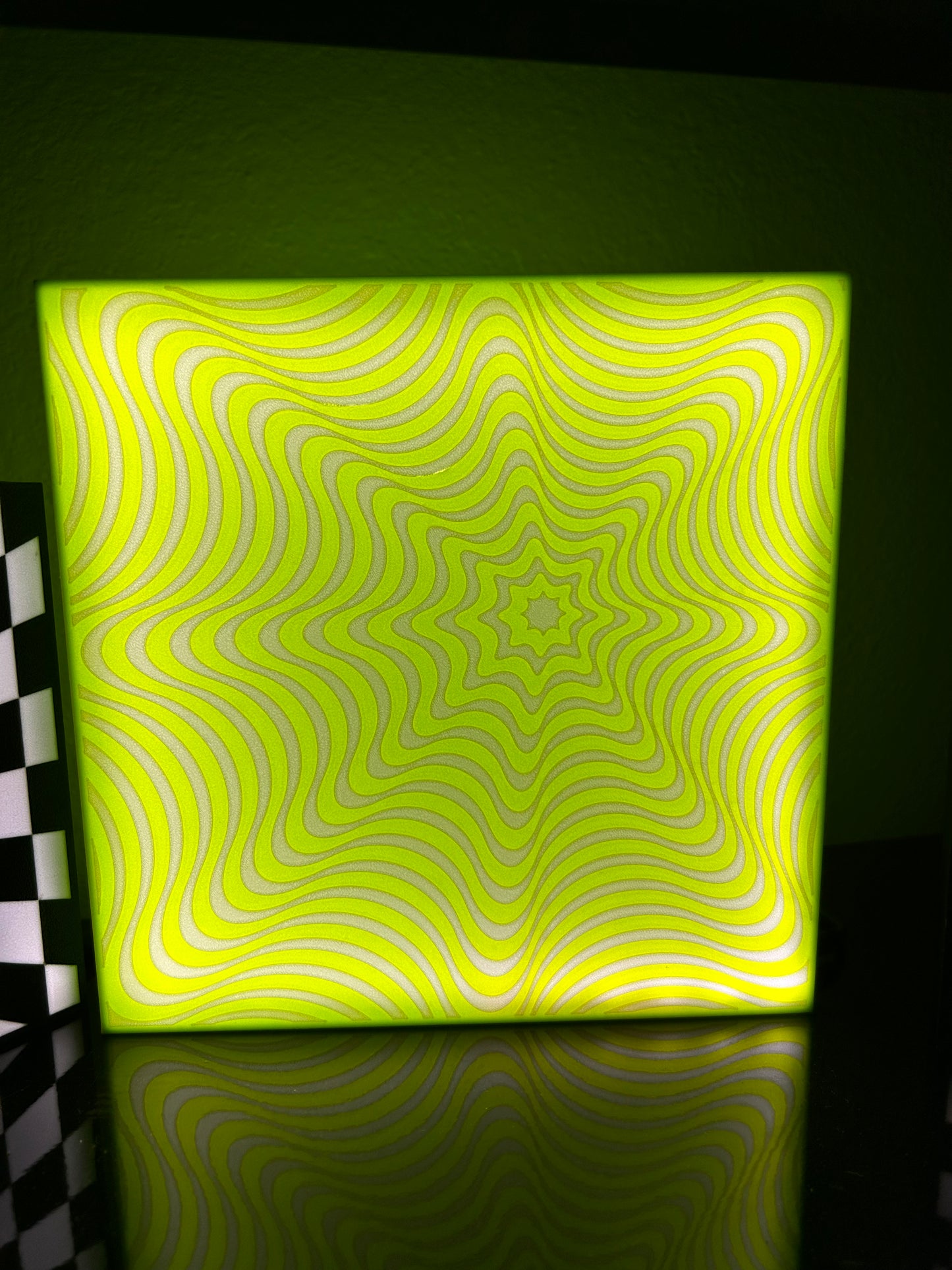 Yellow 3D Printed Lightbox Lamp | Calming Squiggle Design