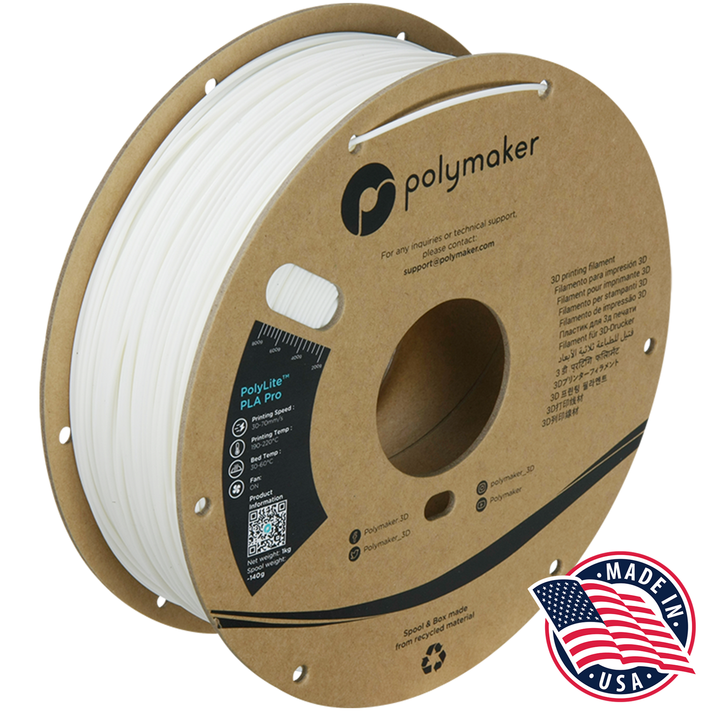 Polymaker PolyLite™ PLA Pro – 1.75mm, 1kg Spool