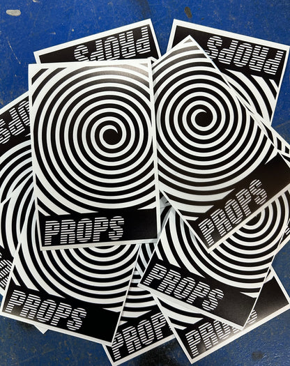 Props Black & White Spiral Sticker
